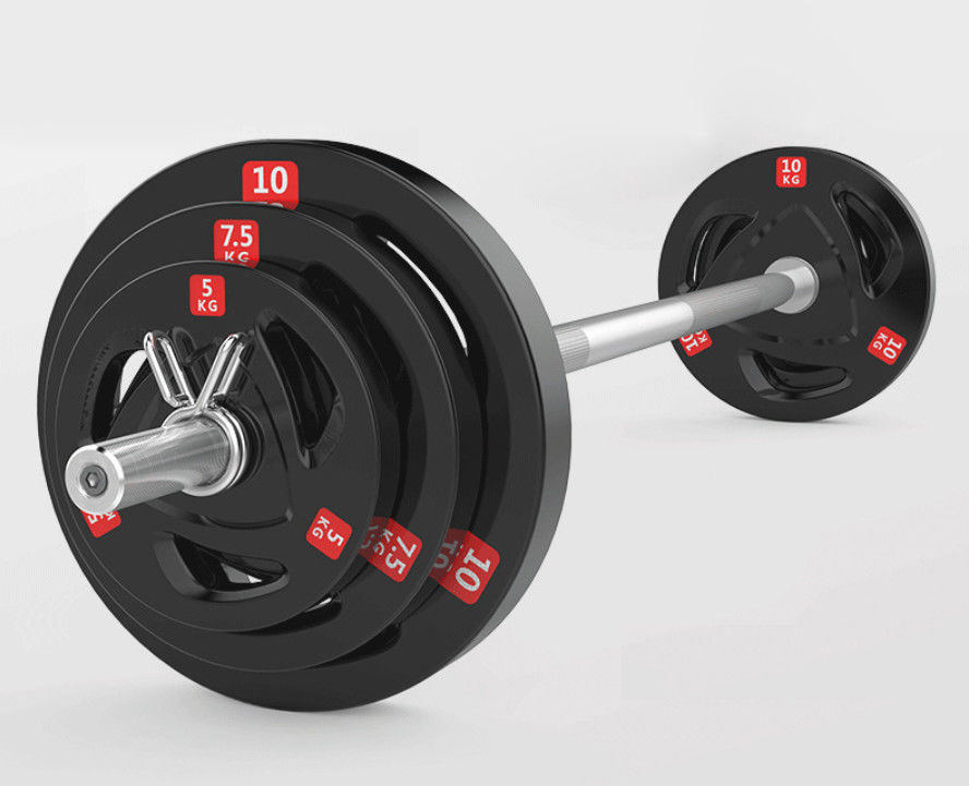 Barbell Weight Plates Rubber Coated Barbell Black Rubber Bumper Plates 3 Holes Grips Olympic Weight Plates supplier